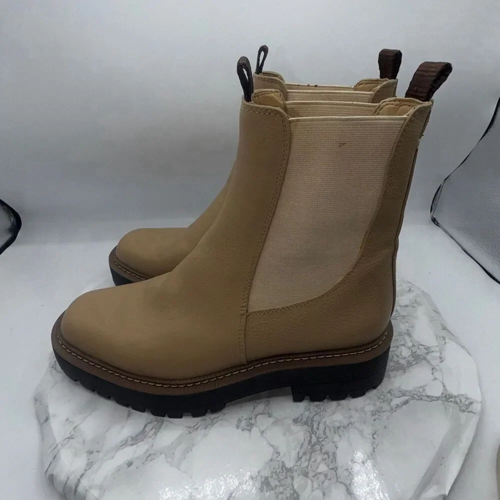 SAM EDELMAN Sesame Leather Laguna Waterproof Chelsea Boots-7.5